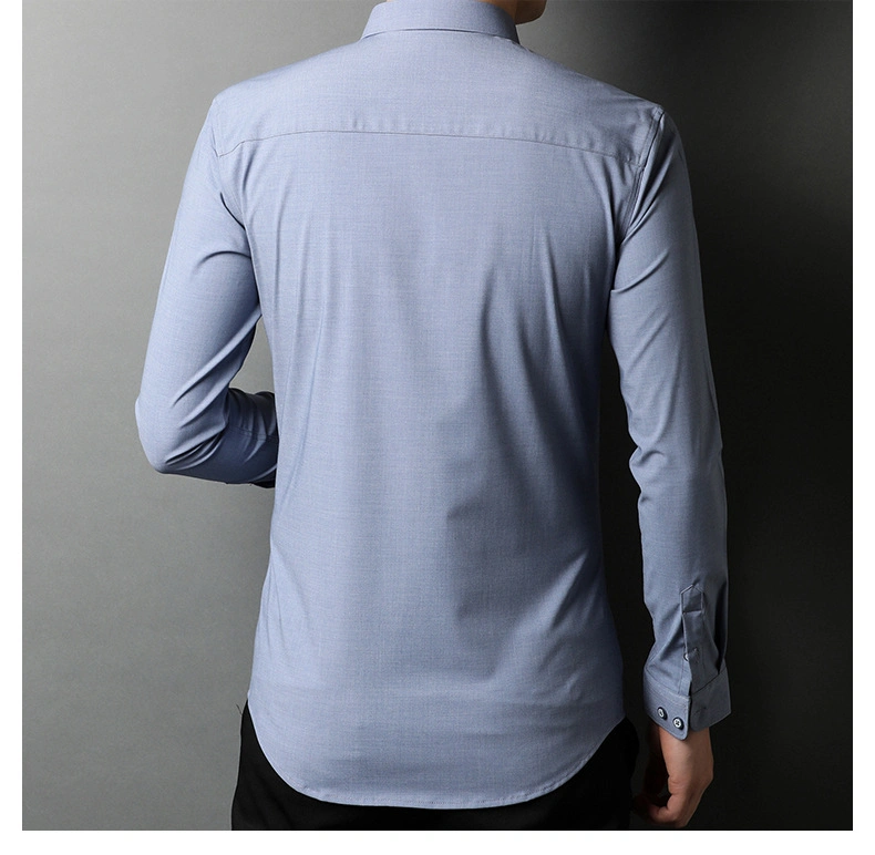 New-Style Long-Sleeved Shirt Men&prime;s Slim Pure-Color Business Shirt