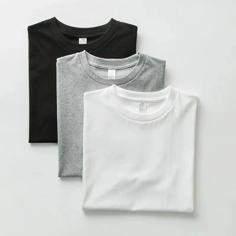 Wholesale Quality Cheap Low MOQ Tees Casual Men Plus Size O-Neck White Black Navy Cotton Shirts