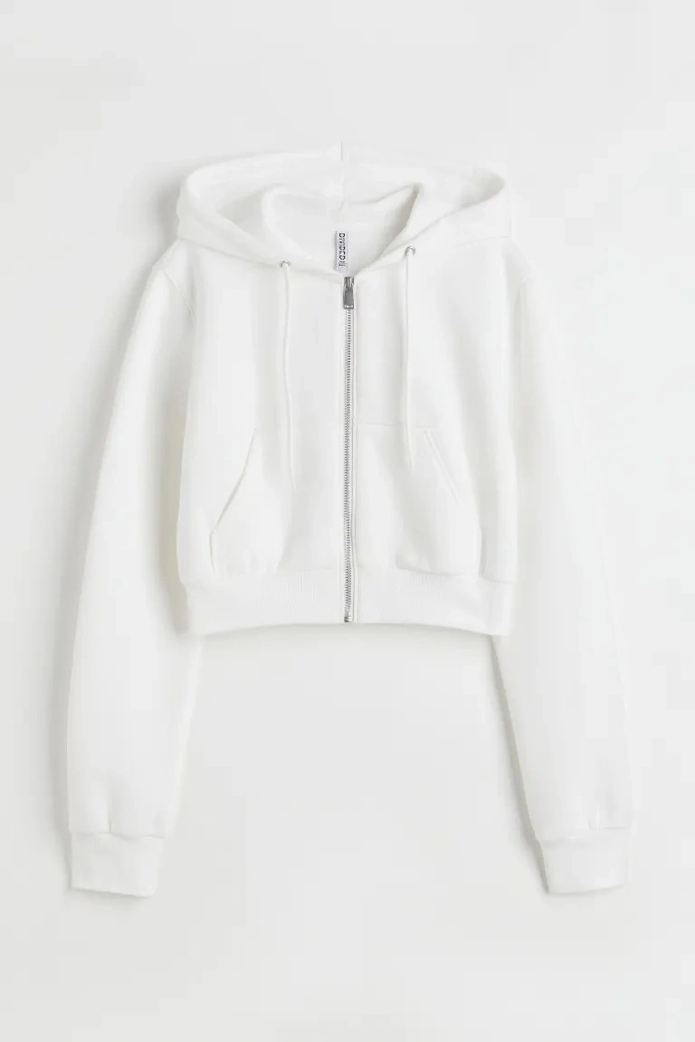 Factory Custom Cropped Zip-Through Soft Sweatshirt Fabric Lined Drawstring Hood Kangaroo Pocket Hoodie