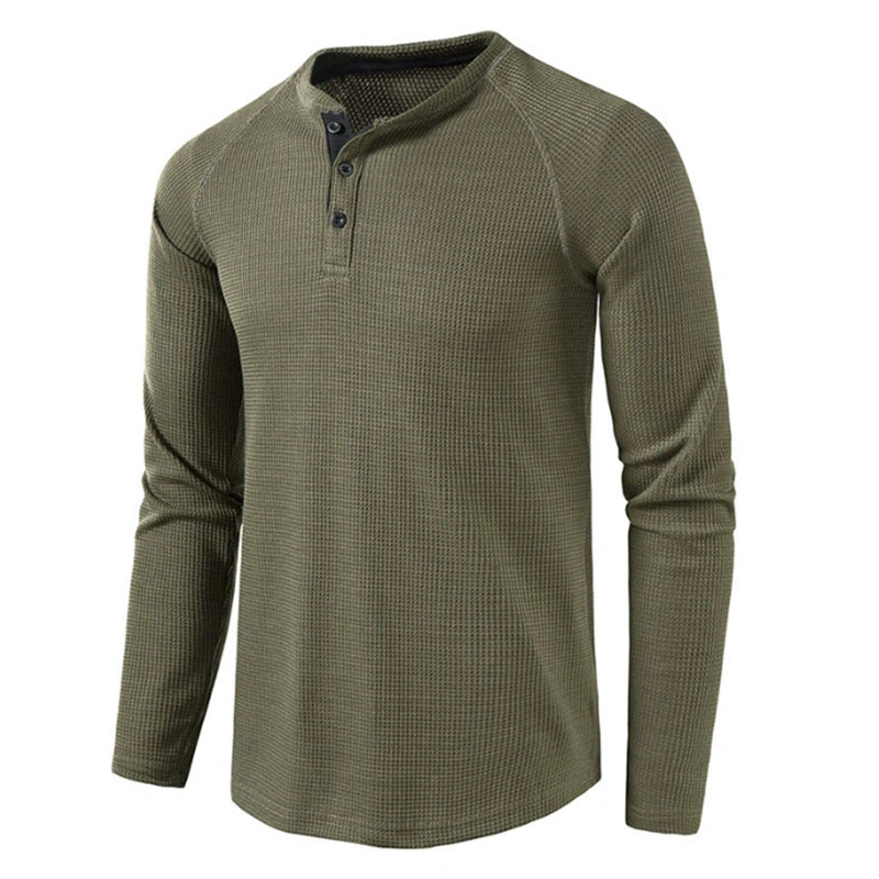 Custom Long Sleeve T Shirt Men&prime;s Henley T Shirts Wholesale