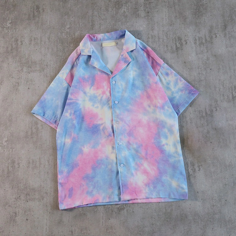 Wholesale Custom Embroidery Printing Beach Mens Tie Dye Casual Shirts