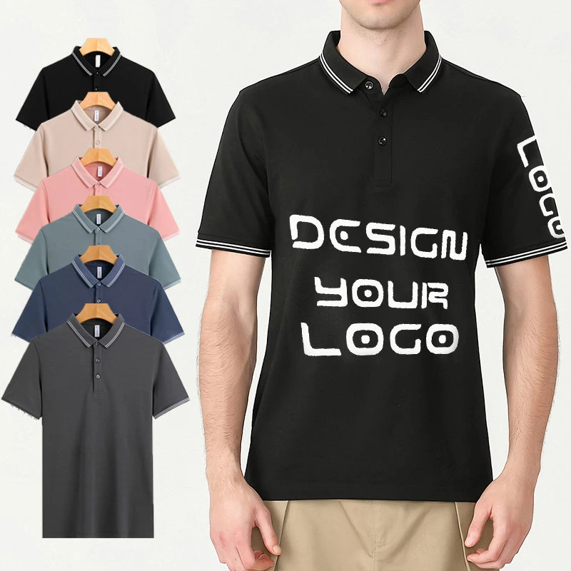 Polo Shirts for Men Custom Personalized Text Cotton Short Sleeves Polo Shirts