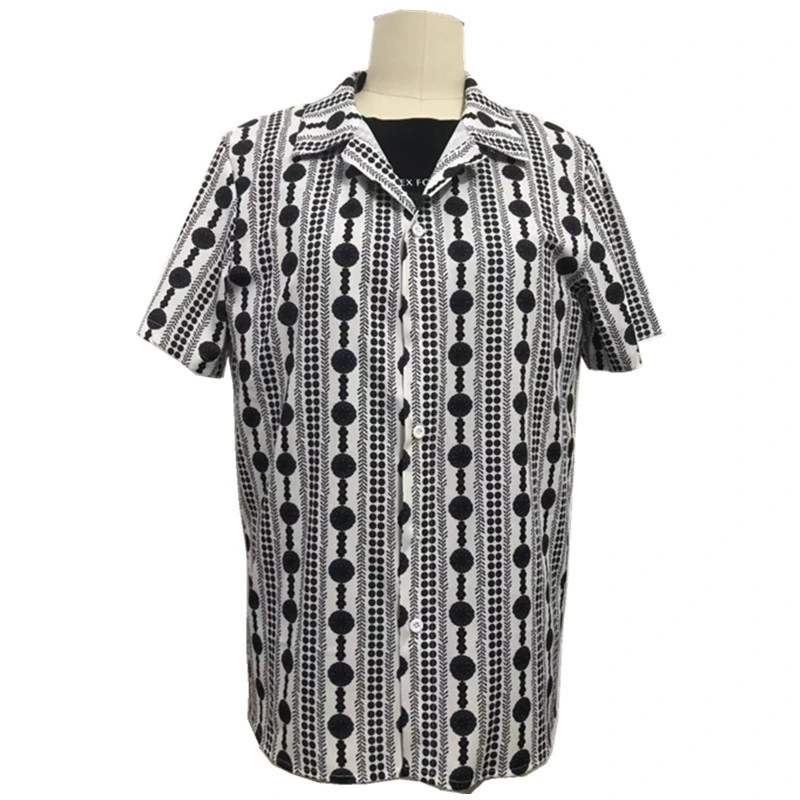 China Wholesale Garment Shirt Men&prime;s Custom T Shirt Summer DOT Print Cardigan Short Sleeve Polo Shirt for Men