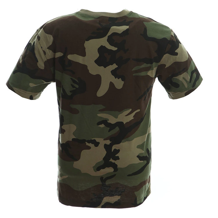 High-Quality 100% Cotton Black Khaki Green Camouflage Men&prime;s O-Neck Short Sleeve Shirts - Breathable and Stylish