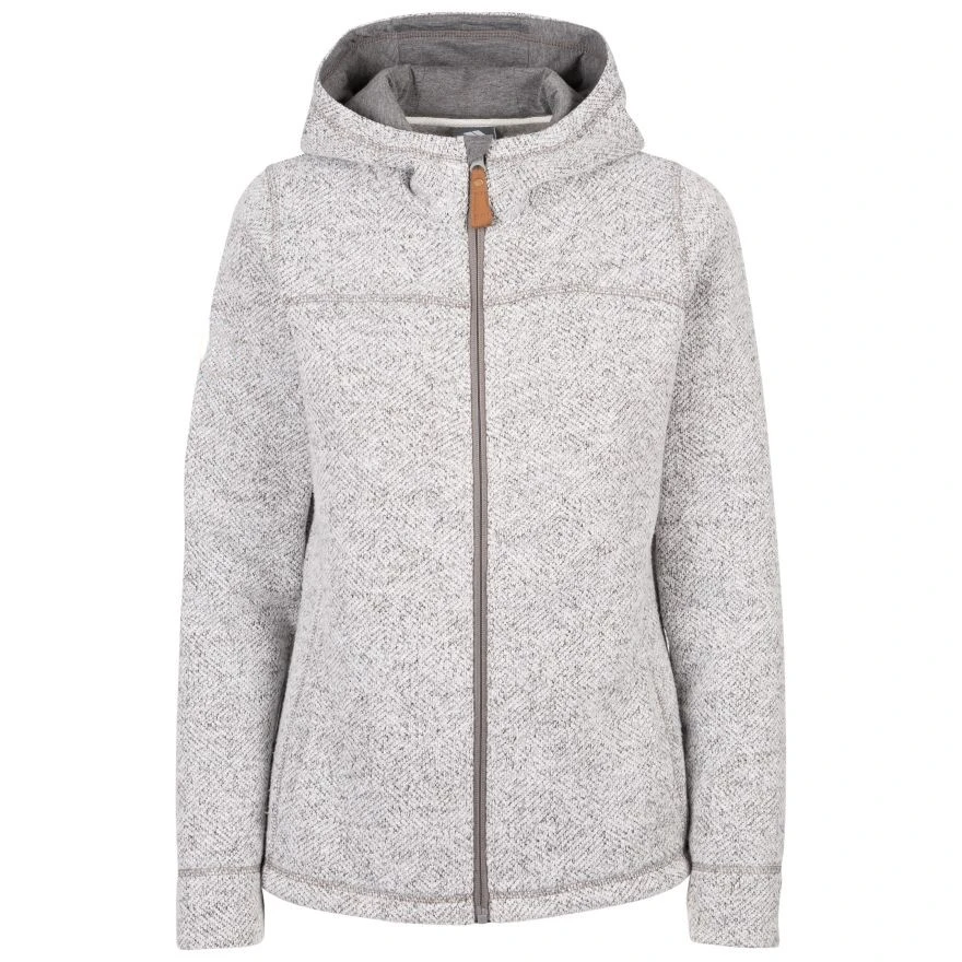 Polyester Grey Women&prime;s Knitted Fleece Hoodie