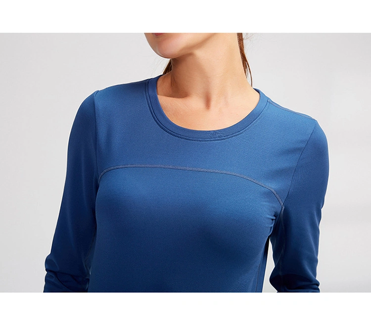 Women&prime;s Autumn and Winter Plush Yoga Long Sleeved Jersey Fitness Running Training Suit Slim Fitting Quick Drying Elastic Top