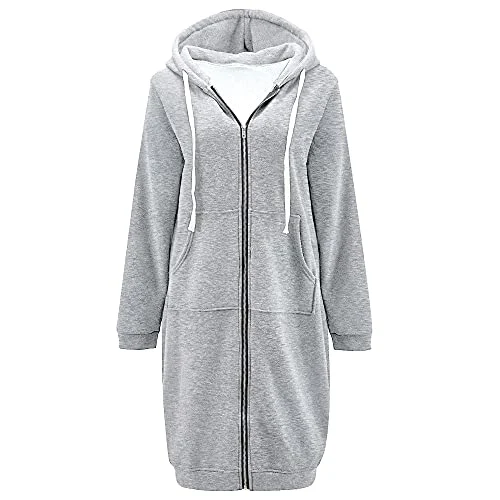 High Quality Custom Design Women&prime; S Long Hooded Tunic Winter Fleece Jackets Knitted Casual Sweatshirt Zipper Hoodies