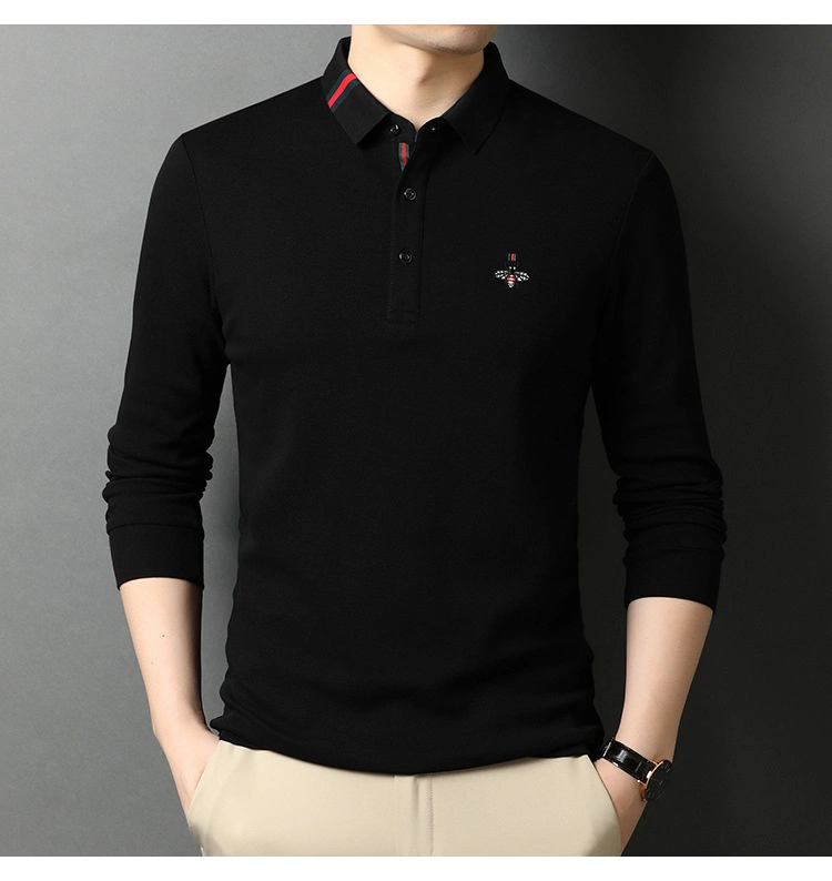 Spring and Autumn Long Sleeved Men&prime;s Polo Shirt Cotton Casual Men&prime;s T-Shirt Embroidered Loose Men&prime;s Polo Shirt