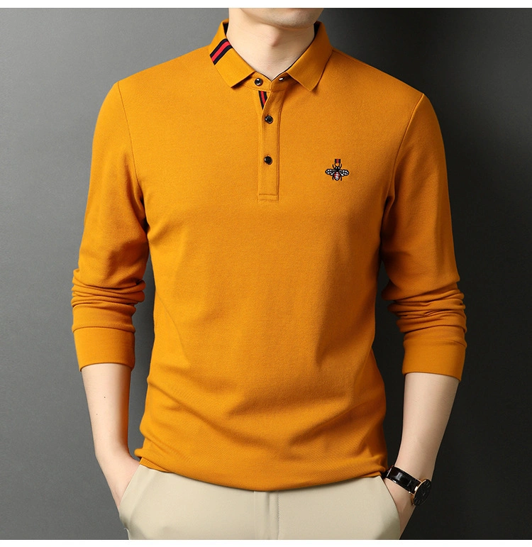 Spring and Autumn Long Sleeved Men&prime;s Polo Shirt Cotton Casual Men&prime;s T-Shirt Embroidered Loose Men&prime;s Polo Shirt