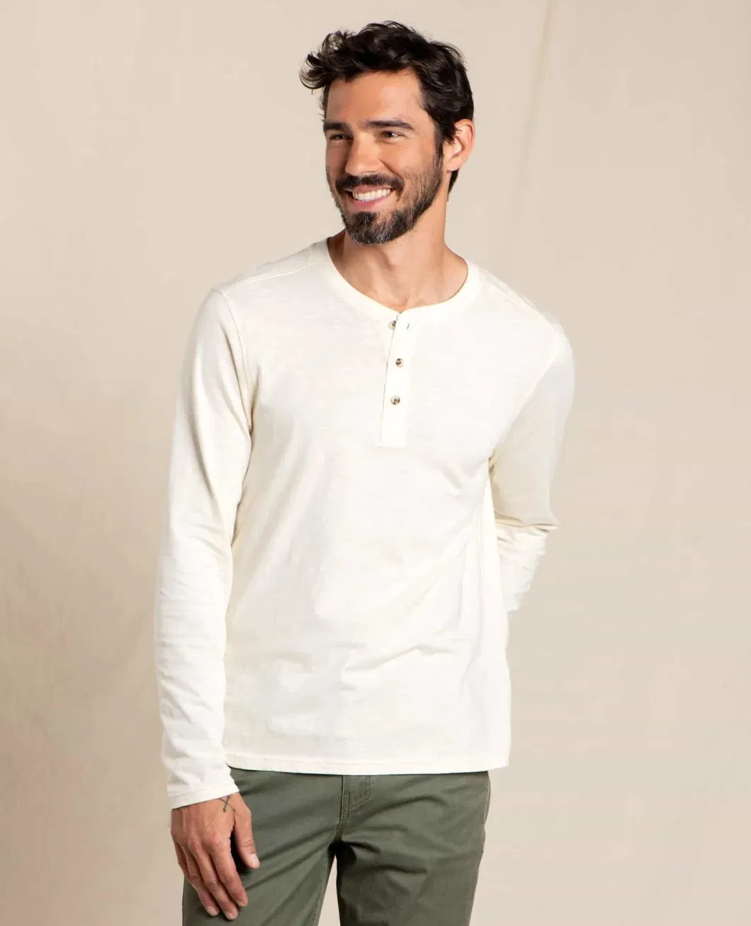 95% Bamboo Viscose Men&prime;s Long Sleeve Henley T-Shirts