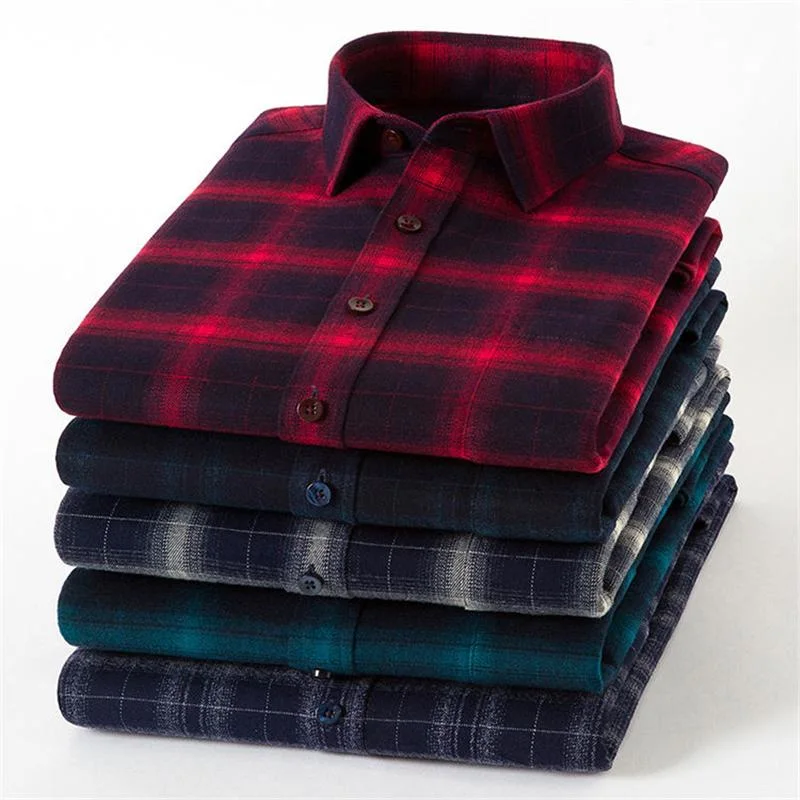 Shirt Factory Custom 100% Cotton Long Sleeve Wholesale Plaid Flannel Shirt Men