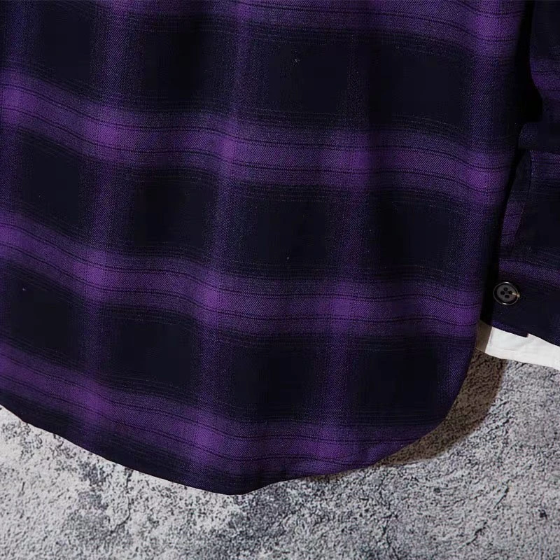 Wholesale Purple Black Plaid Long Sleeve Flannel Shirt Custom Logo Color Flannel Shirts for Men