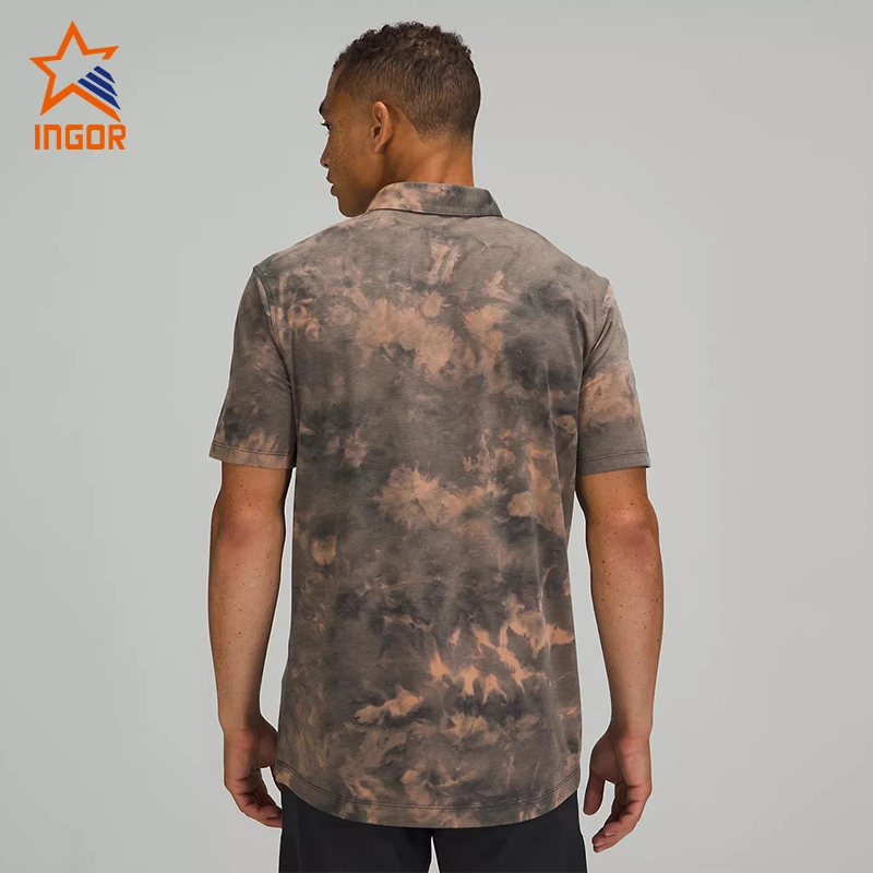 Ingorsports Customized Sports Wear Gym Wear Tie Dye Short Sleeve Men T-Shirts Polo Shirts