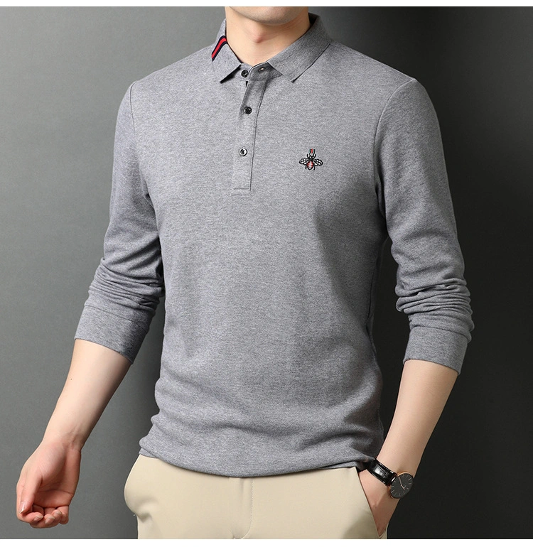 Spring and Autumn Long Sleeved Men&prime;s Polo Shirt Cotton Casual Men&prime;s T-Shirt Embroidered Loose Men&prime;s Polo Shirt