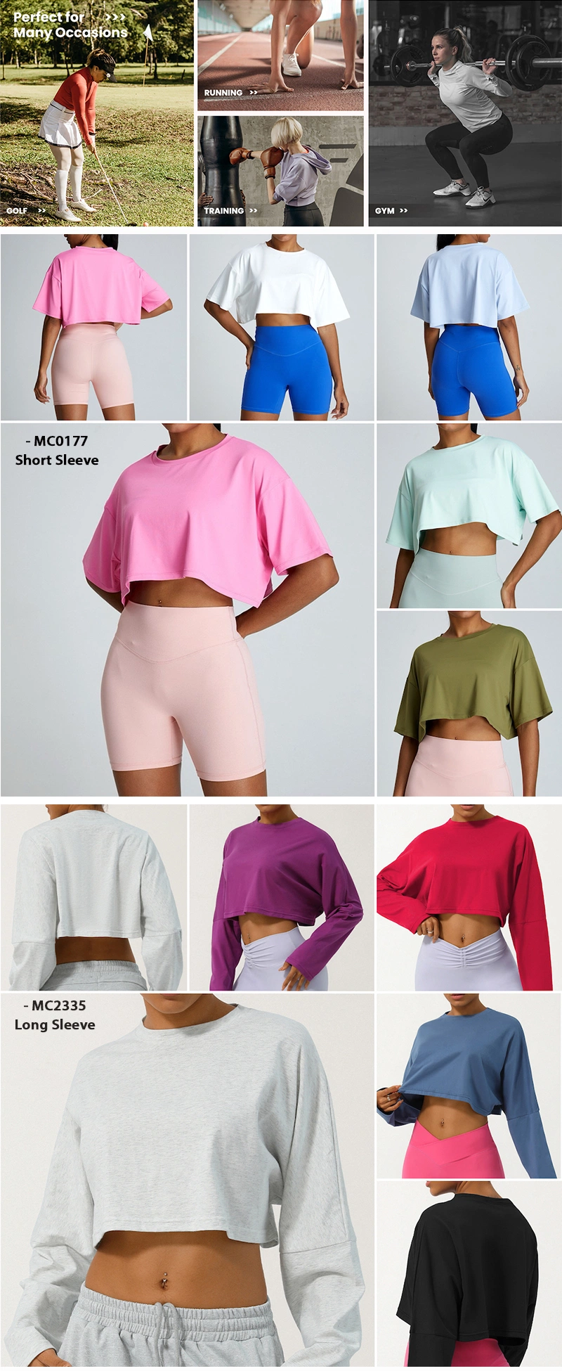 New Design Fall Winter Sexy Long Sleeve Blouse Sports Activewear Crop Top Gym Sweatshirt for Women, See Through Beauty Back Mesh Yoga Running Shirts with Bra