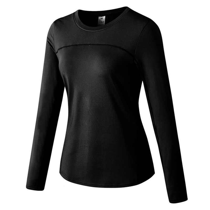 Women&prime;s Autumn and Winter Plush Yoga Long Sleeved Jersey Fitness Running Training Suit Slim Fitting Quick Drying Elastic Top