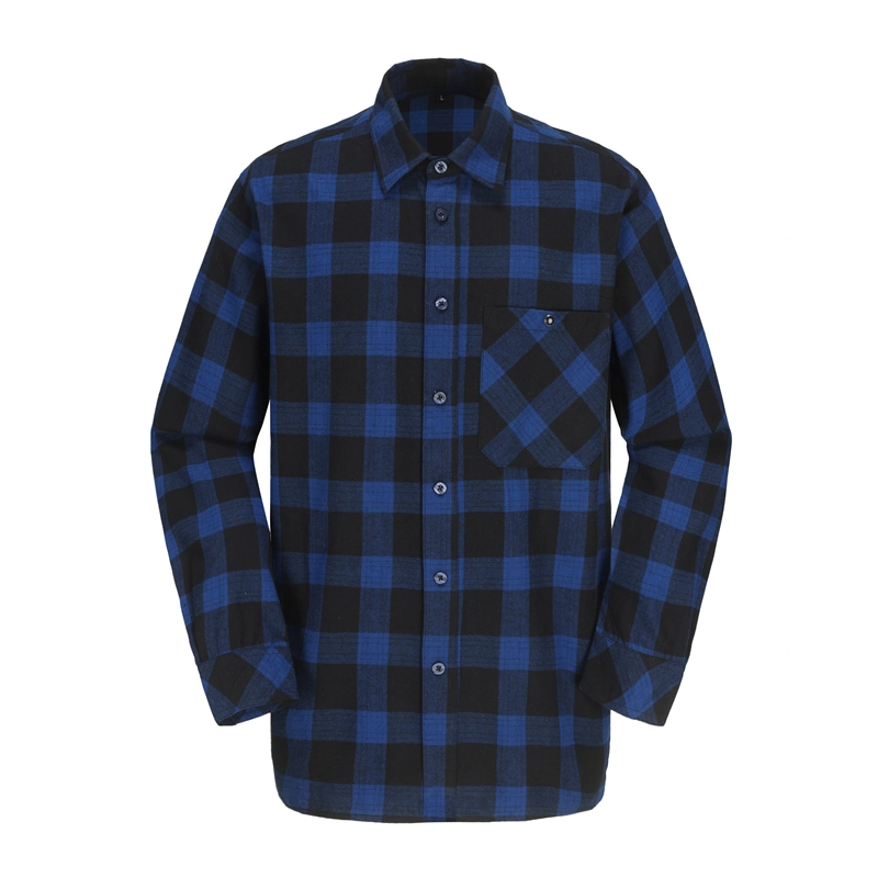 Custom Printing Logo Long Sleeve Button Down Checked Loose Outdoor Casual Lumberjack Men Flannel Shirt Blouse