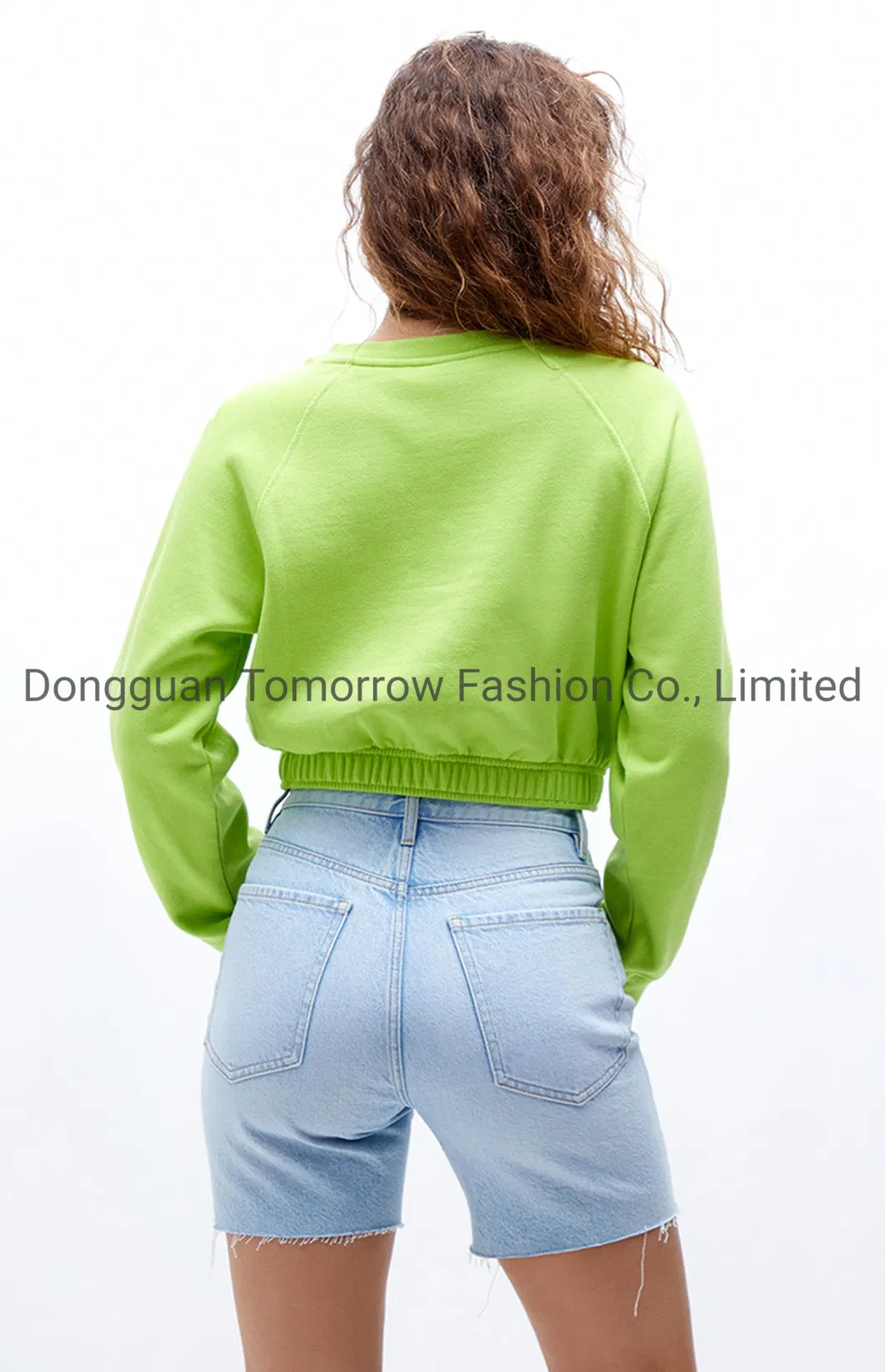 OEM New Promotion Fleece Ladies Custom Long Sleeves Comfy Ribbed Cotton Knitted Sets Green Women Hoodies