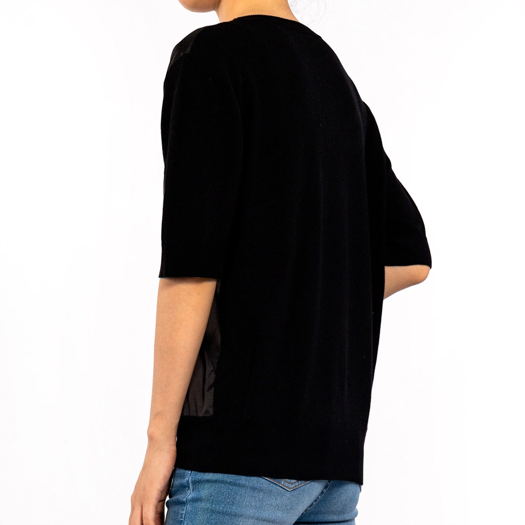 Black Summer Crew Neck Comfort Fabric Short Sleeve Shirt for Women