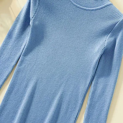 Autumn Winter Slim Black Pullover Sweater Female Tight Knit Sweater