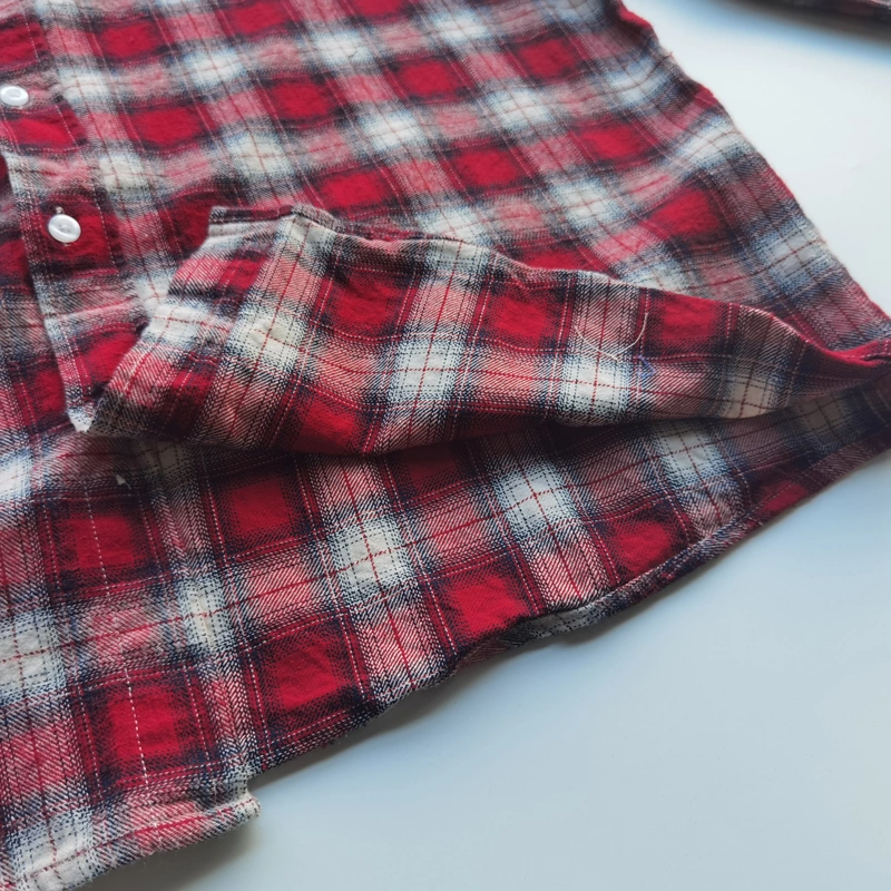 Custom 100% Cotton Dress Woman Flannel Shirt Long Sleeve Custom Logo Embroidered Plaid Flannel Shirt