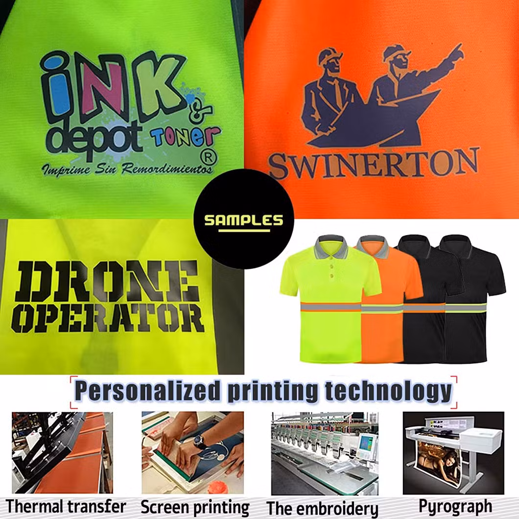 Hi Vis Safety Polo Shirt Customize Your Logo with High Visibility Reflective Strips Short Sleeve T-Shirt