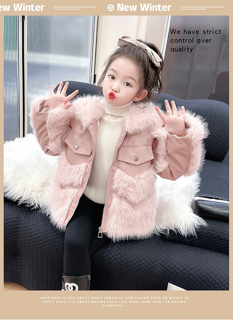 Nnr Pink Cute Autumn Winter Vest Jacket Coat Zip up Stand Collar for Girl