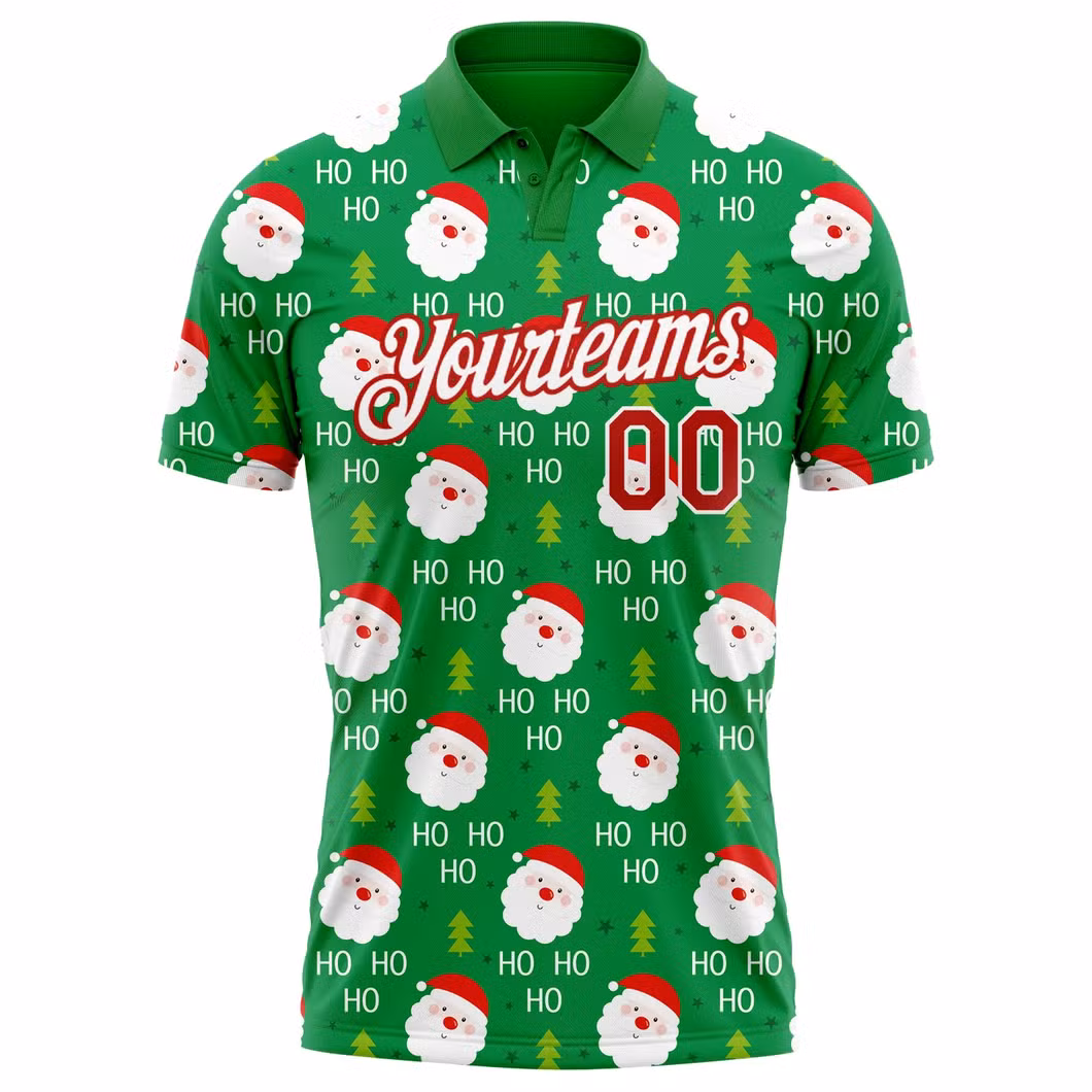 Custom Golf Tshirt High Quality Performance Golf Polo Shirt with Christmas Pattern