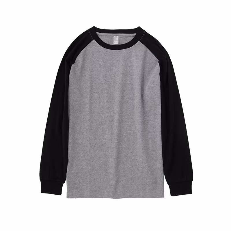 250g Heavy Spring and Autumn Cotton Combination Color Shoulder Long Sleeve T-Shirt Trend Retro Casual with Loose Top Men