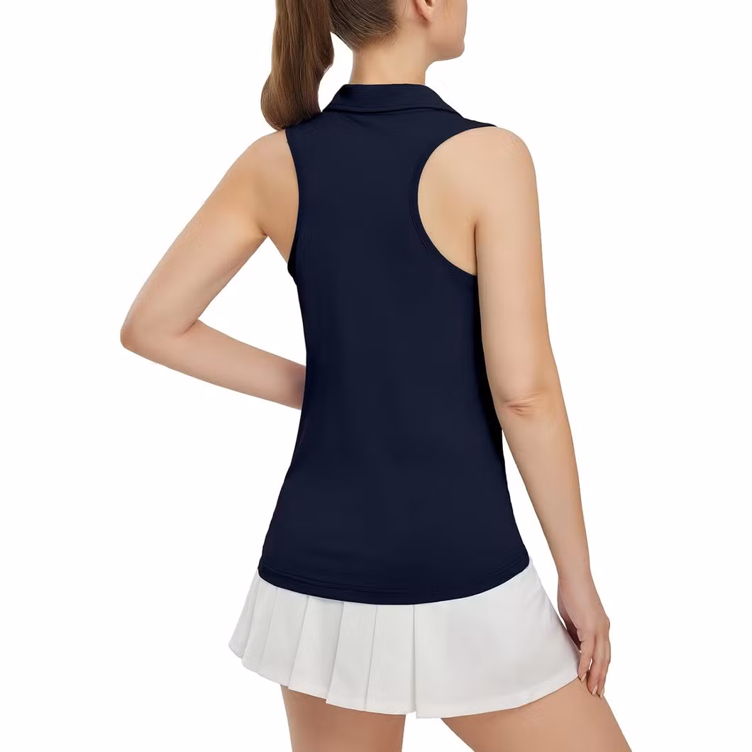 Womens Golf Shirt Sleeveless Zip up Polo Shirts for Women Collared Lightweight Tennis Athletic Tank Top