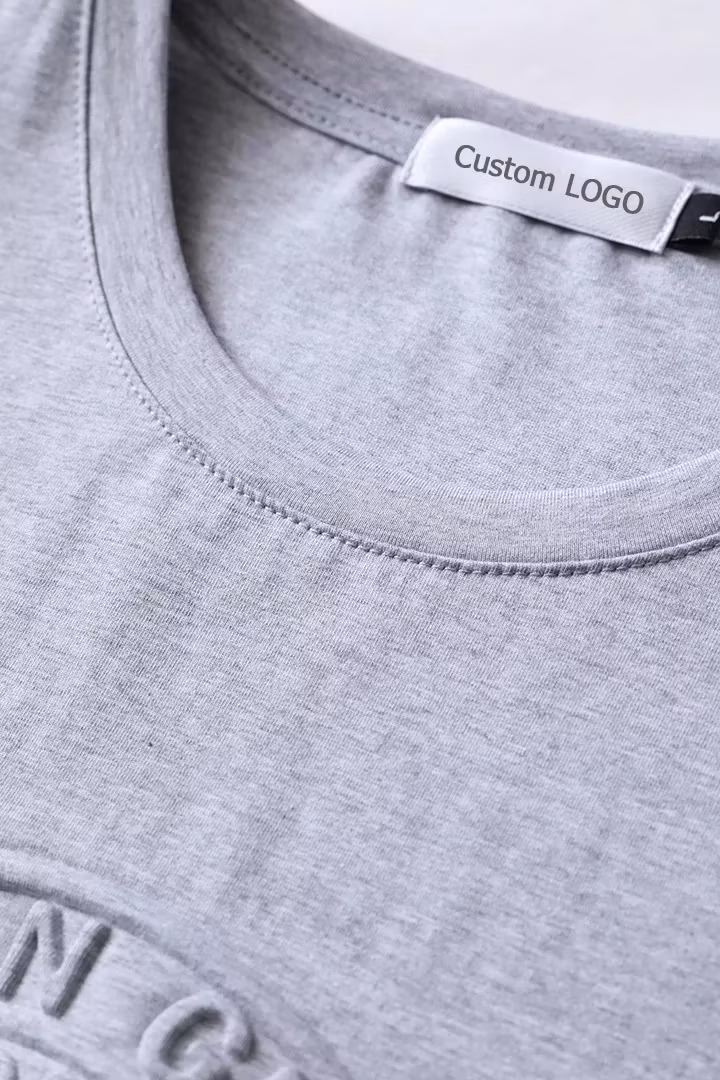 Custom Fashion Cotton Men Embossed T Shirt Organic Pima Cotton White Oversized Plain Custom Embossed T Shirt