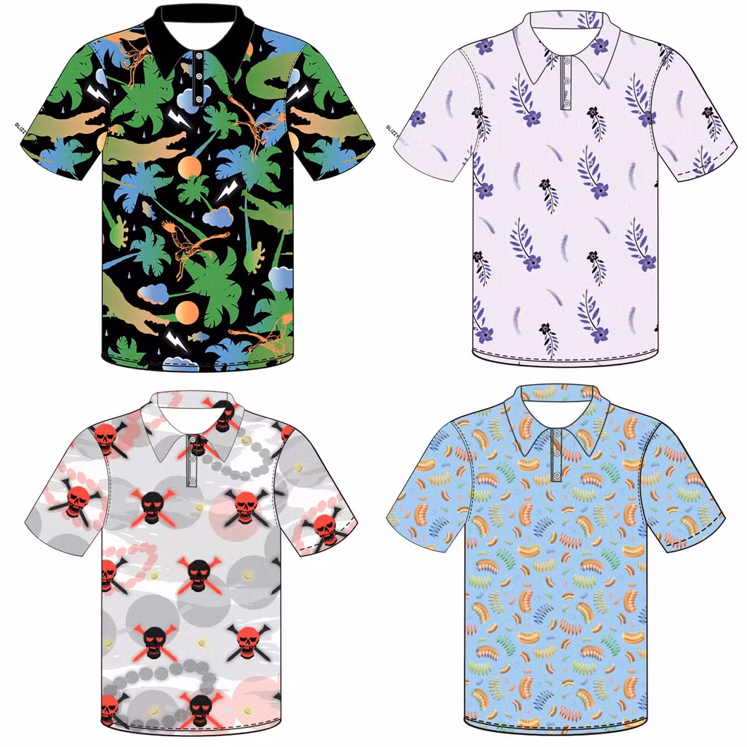 Custom Golf Tshirt High Quality Performance Golf Polo Shirt with Christmas Pattern