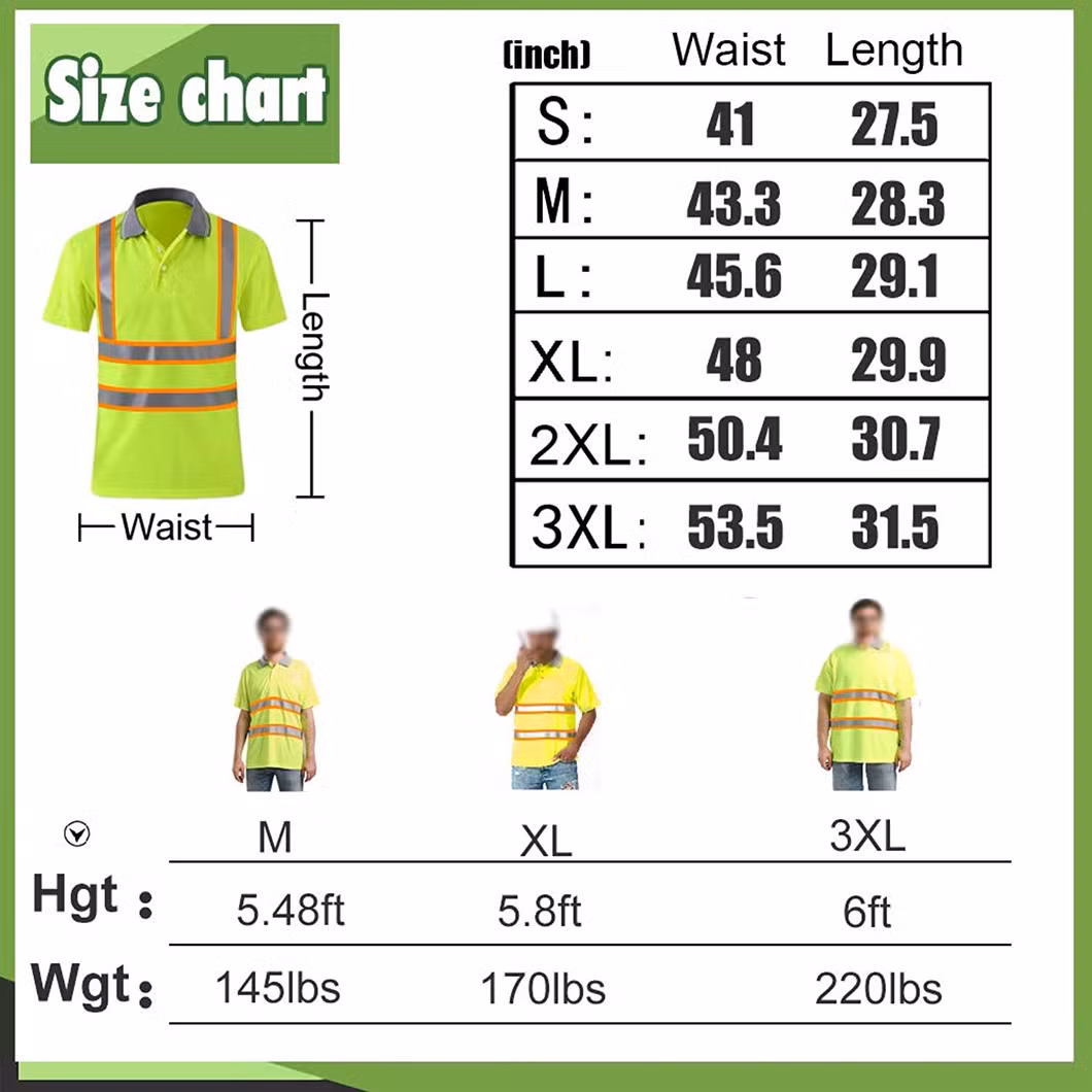 Hi Vis Safety Polo Shirt Customize Your Logo with High Visibility Reflective Strips Short Sleeve T-Shirt