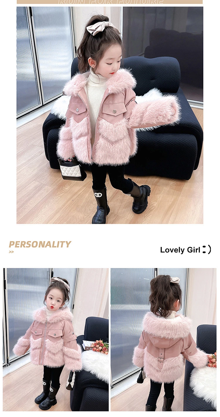 Nnr Pink Cute Autumn Winter Vest Jacket Coat Zip up Stand Collar for Girl