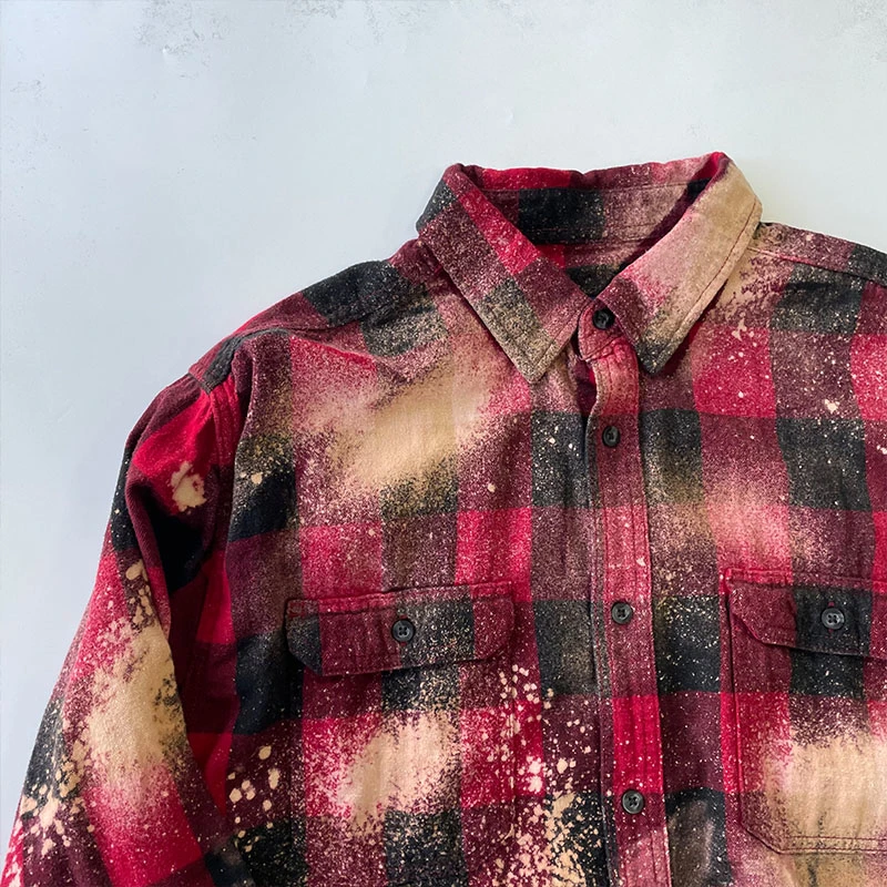 Custom New Design Tie Dye Washed Plus Size Custom Color Flannel Shirts for Men