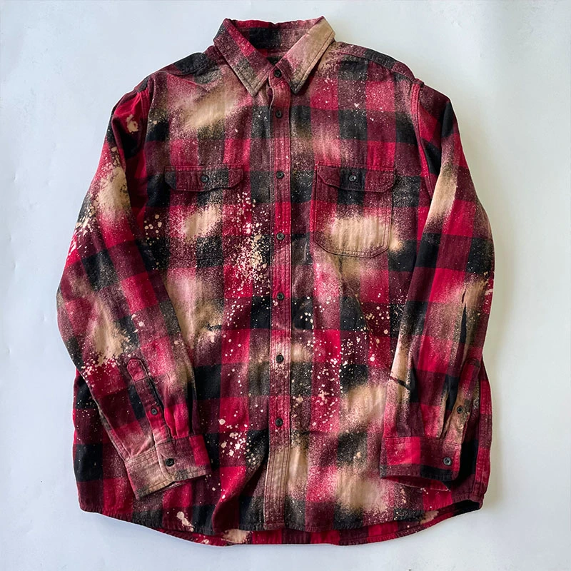 Custom New Design Tie Dye Washed Plus Size Custom Color Flannel Shirts for Men