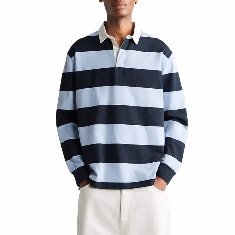 Custom High Quality Long Sleeve T-Shirts Striped Men&prime;s Polo Shirt