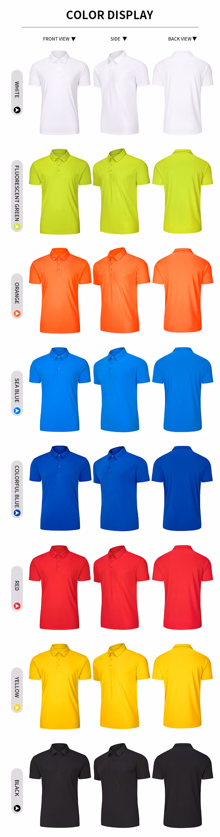 Dry Fit Polo Shirts Men Top Quality 100% Polyester Sportswear Golf Shirt Custom Logo Polo Shirt for Men Plain