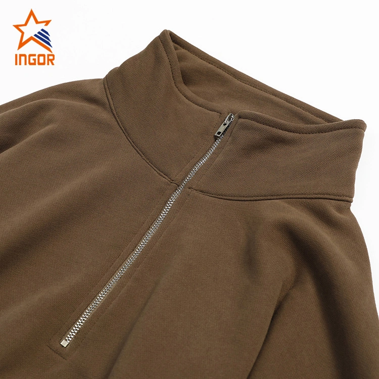 Ingor Sporstwear Activewear Pullover High Neck Fitness Sports Gym Wear Women Outdoor Running Drawstring Zipper Loose Long Sleeve Hoodies