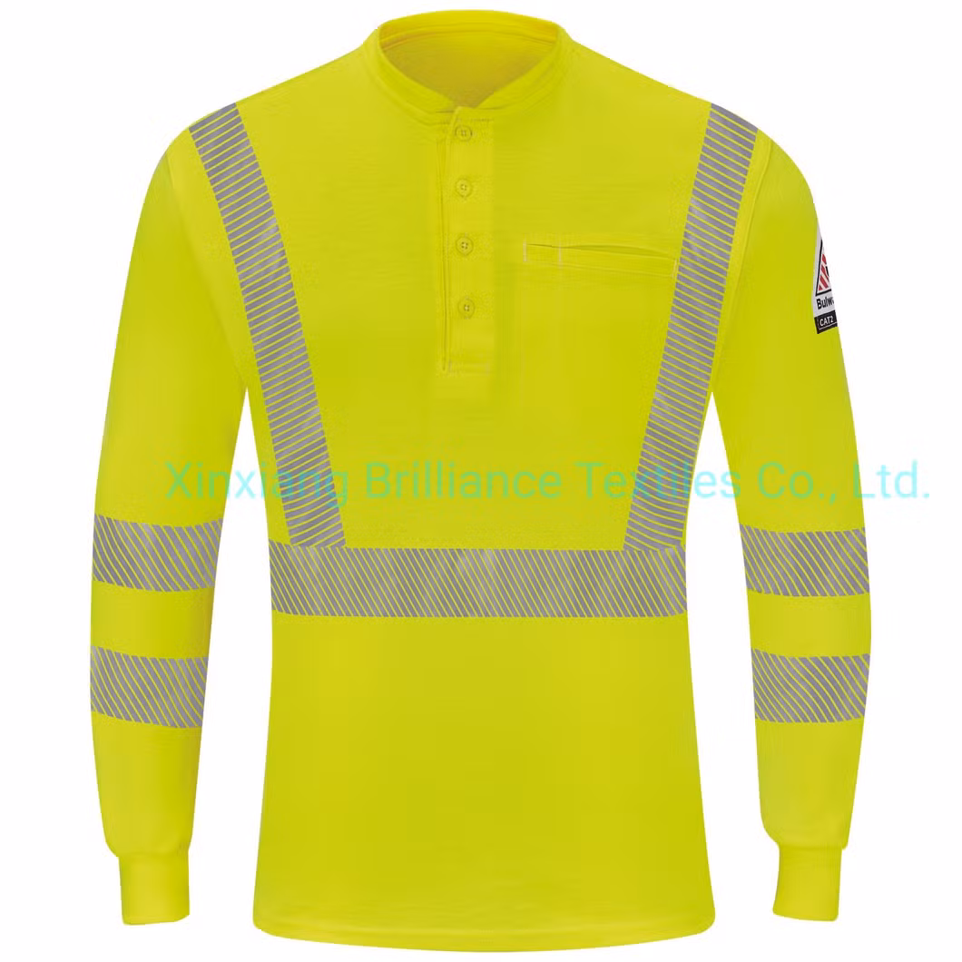 Hi Visible Flame Resistant Working Mechanic Workwear Safety Breathable Industrial Long Sleeve Work Shirt