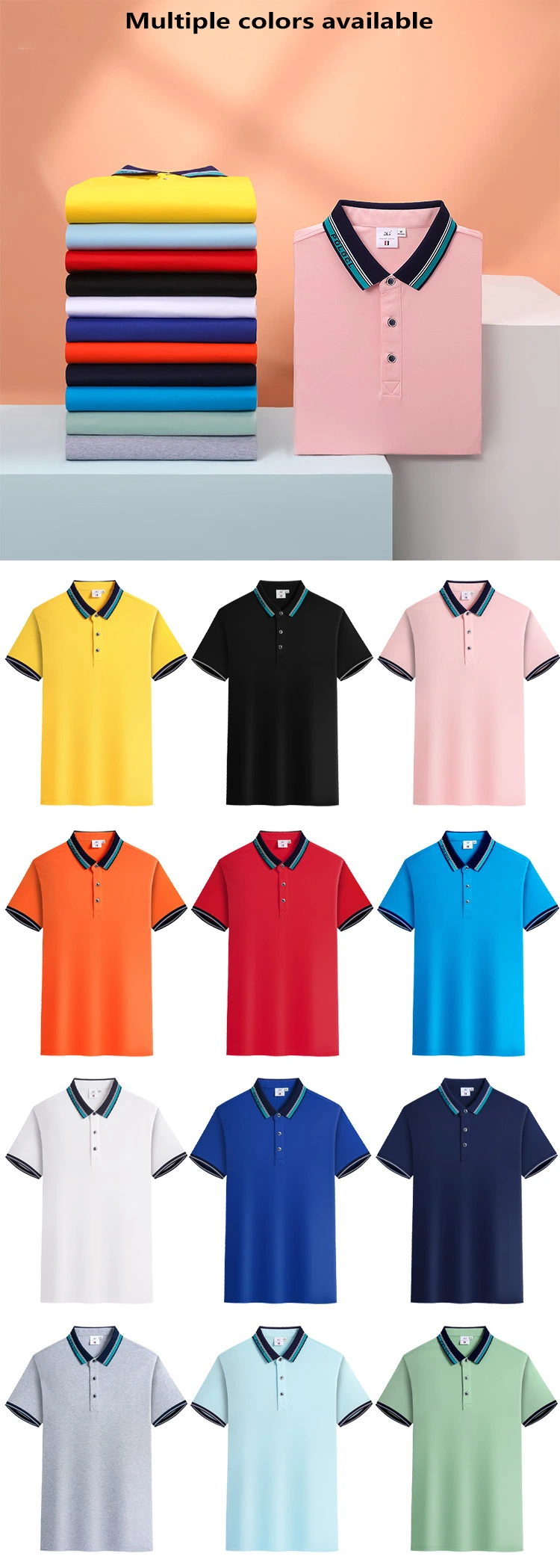 2021 High Quality Embroidered Unisex Custom Logo Kaos Polos Men Polo-Shirts Plain Golf Polo Blank Shirts