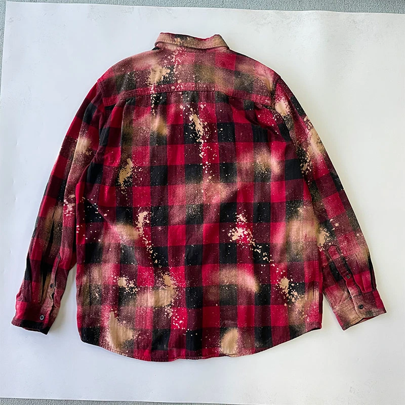 Custom New Design Tie Dye Washed Plus Size Custom Color Flannel Shirts for Men