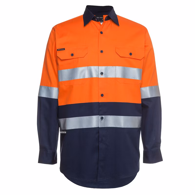 Stand Collar Autumn Full Sleeve Custom Color Oversized Heavy Cotton Safety Reflective Mens Shirt Jacket Mens Shirts
