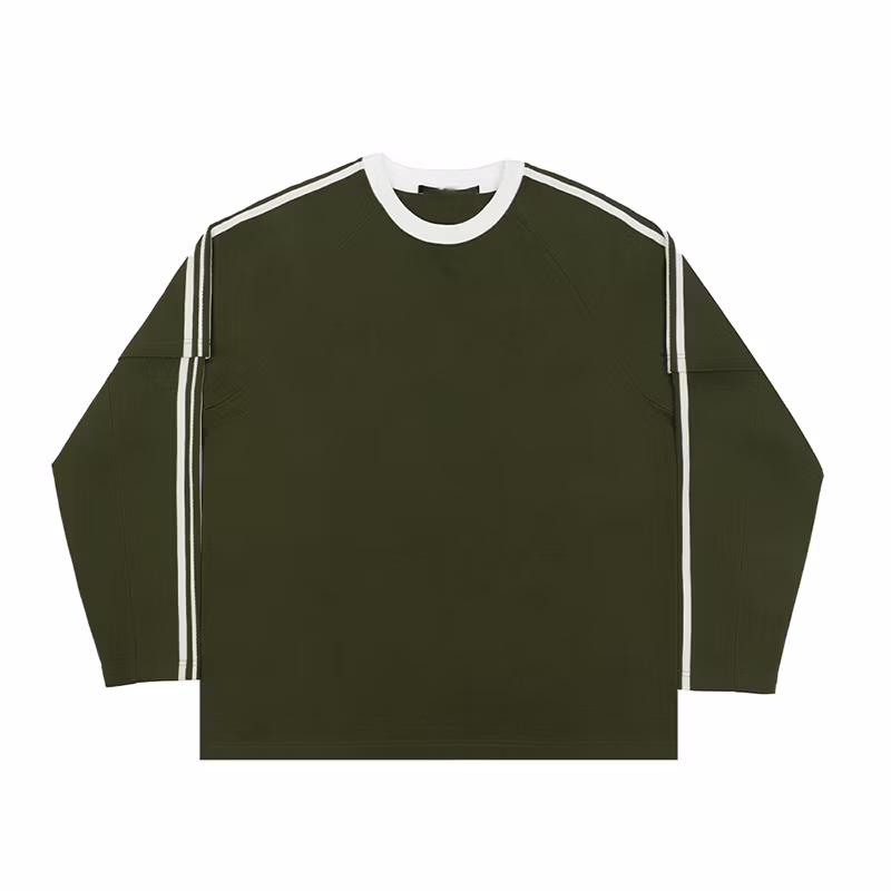 Wholesale New 100% Cotton Round Neck Long Sleeve Splicing Custom Thermal Long Sleeve Jersey T Shirt