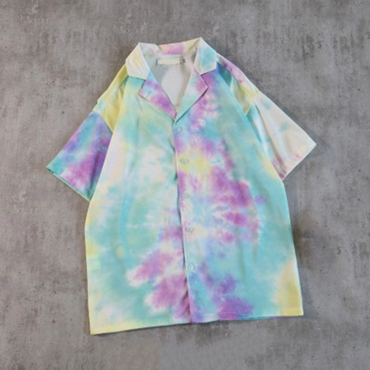 Wholesale Custom Embroidery Printing Beach Mens Tie Dye Casual Shirts