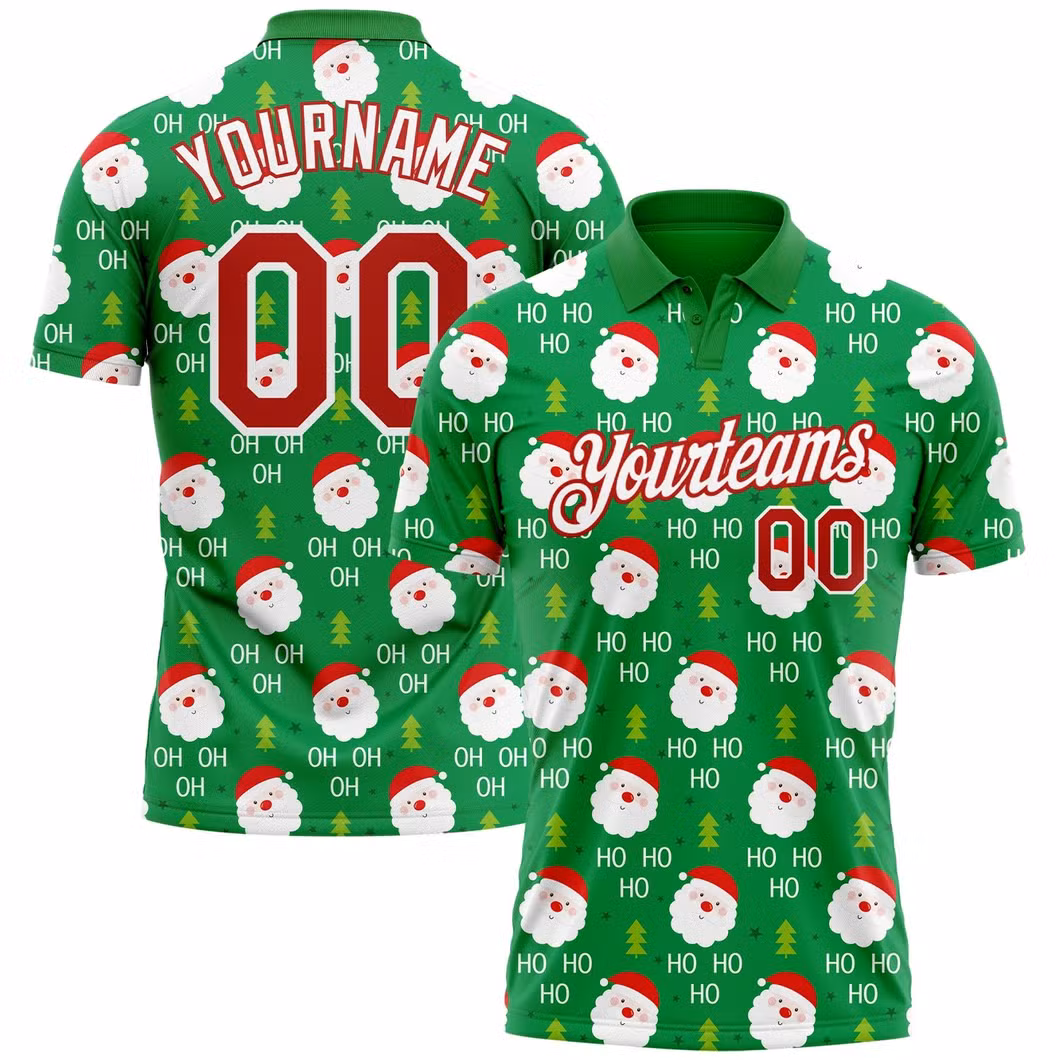 Custom Golf Tshirt High Quality Performance Golf Polo Shirt with Christmas Pattern