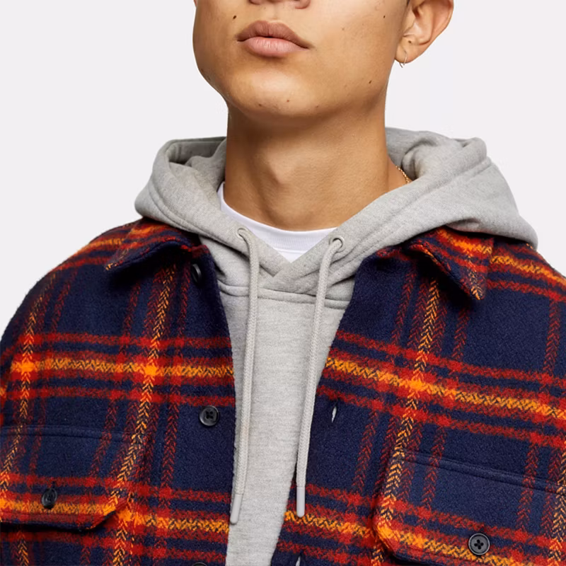 Custom 100% Cotton Long Sleeve Casual Red and Black Yard Check Men&prime; S Flannel Plaid Shirt Jacket with Pocket for Winter