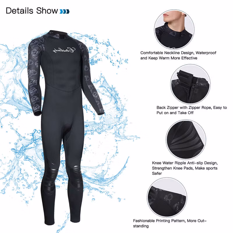 Diving Surfing Back Zip Long Sleeve for Men and Women Snorkeling One Piece Full Wetsuits 3mm Neoprene