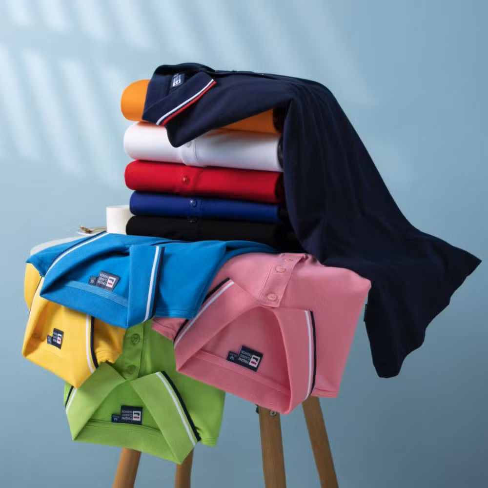 Solid Color Adult Cotton Spandex Lapel Collar Short Sleeve Polo Shirt