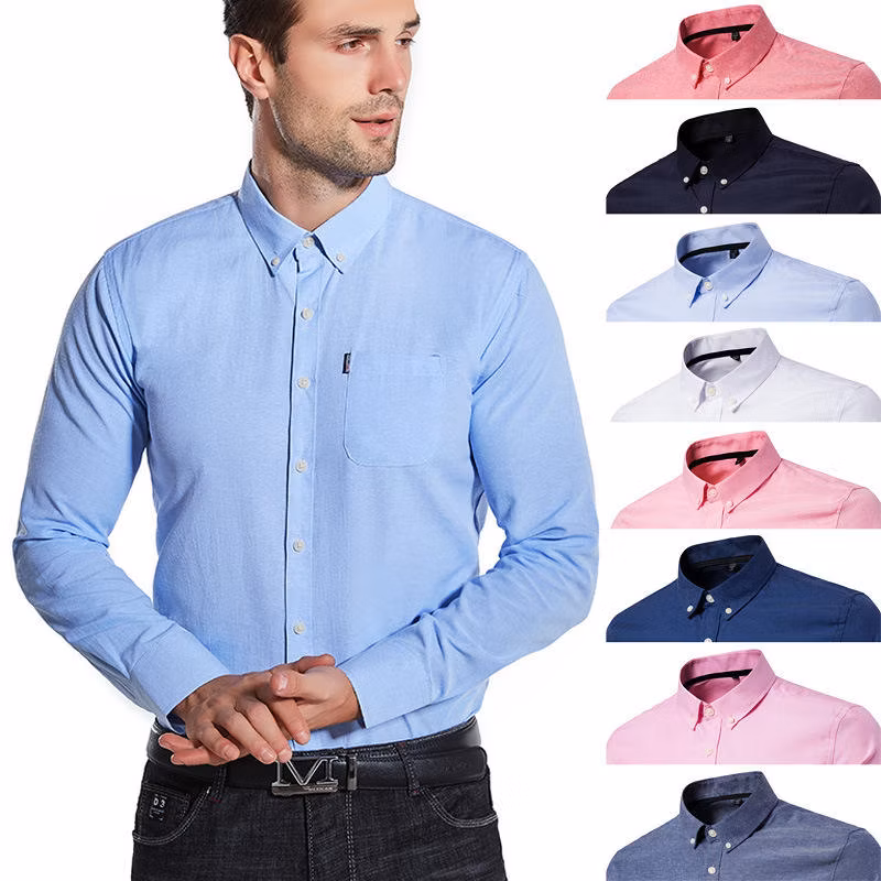 OEM Wholesale Luxury Brand Plus Size White Cotton Office Long Sleeve Casual Formal Shirts for Men